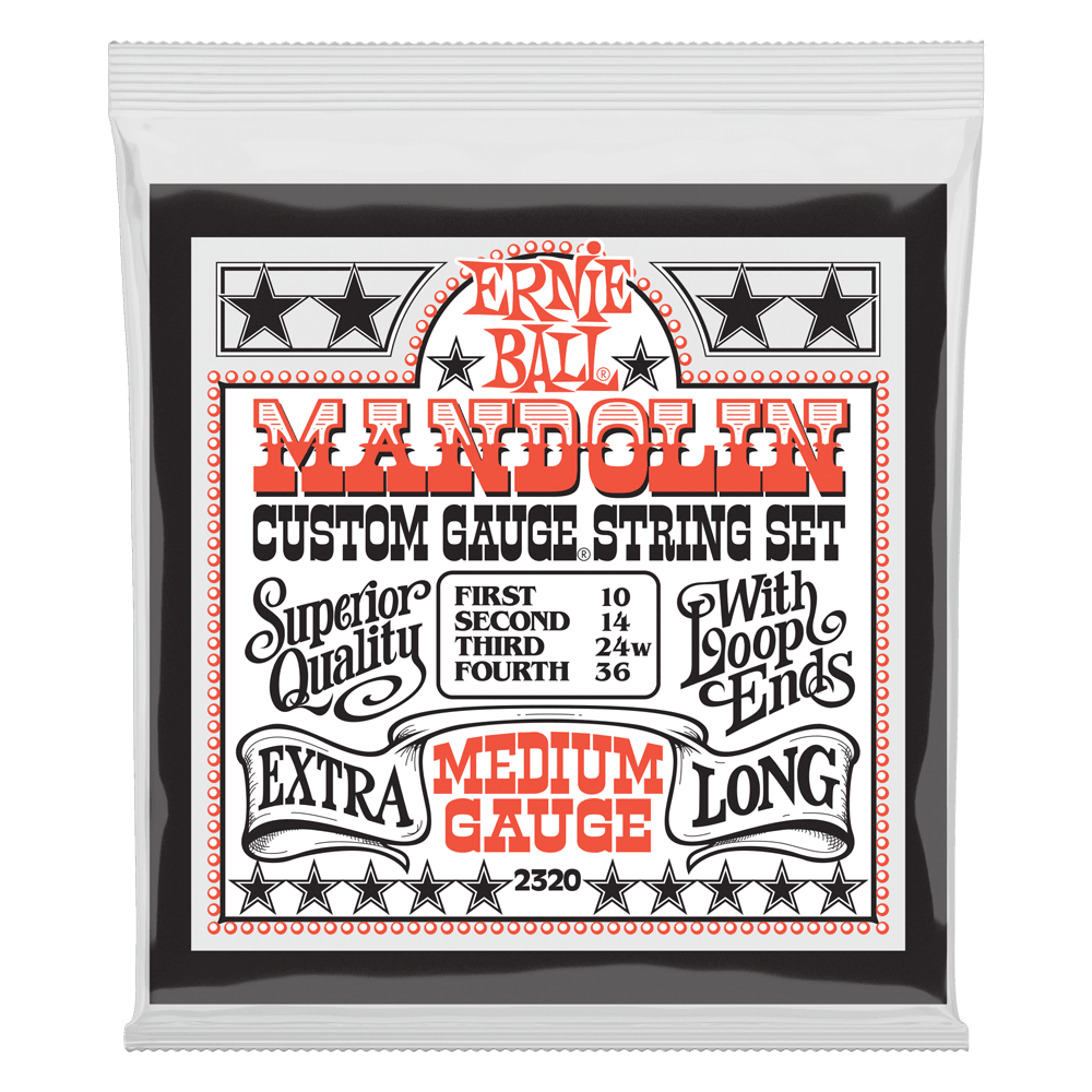 Ernie Ball Mandolin String Set, Stainless Steel, Medium, .010-.036 - A Strings