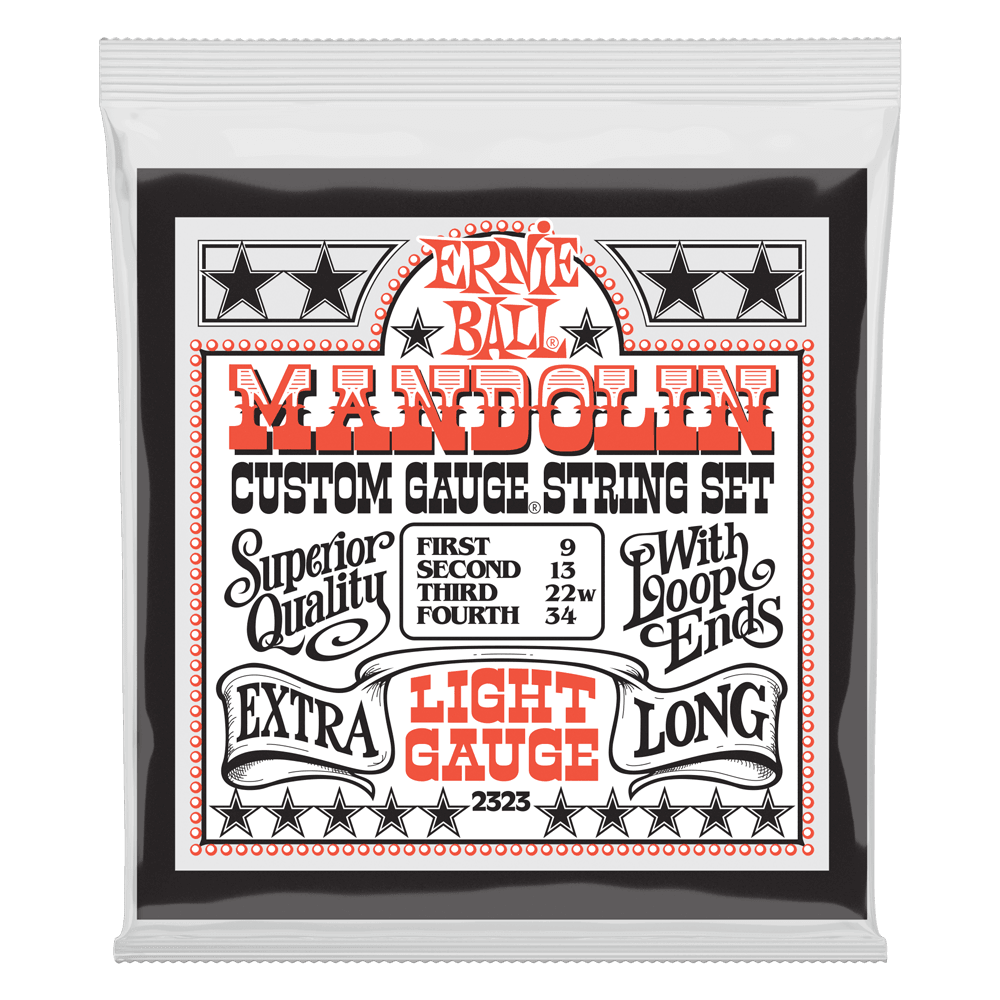 Ernie Ball Mandolin String Set, Stainless Steel, Light, .009-.034 - A Strings