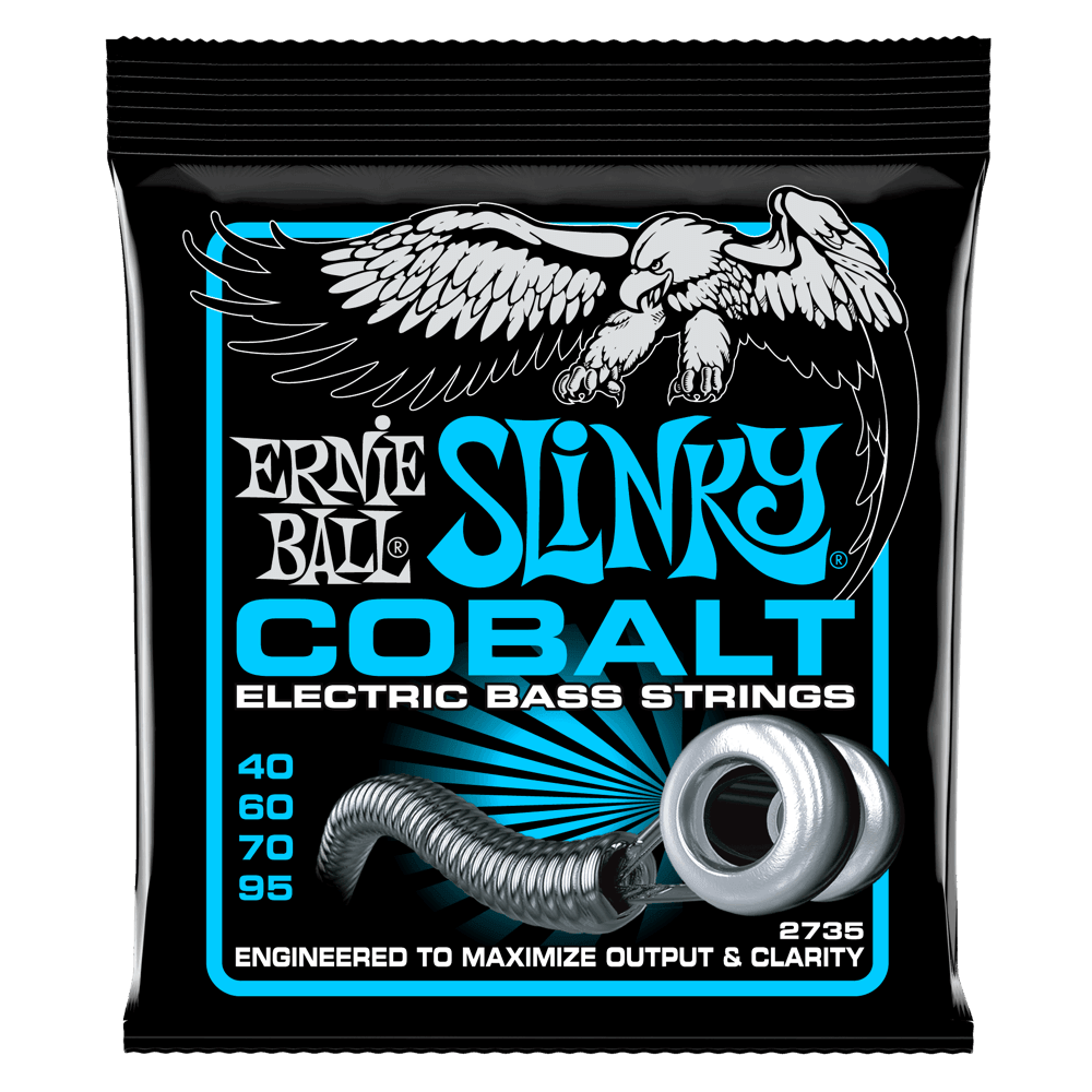 Ernie Ball Cobalt Bass Guitar String Set, Extra Slinky .040-.095 - A Strings