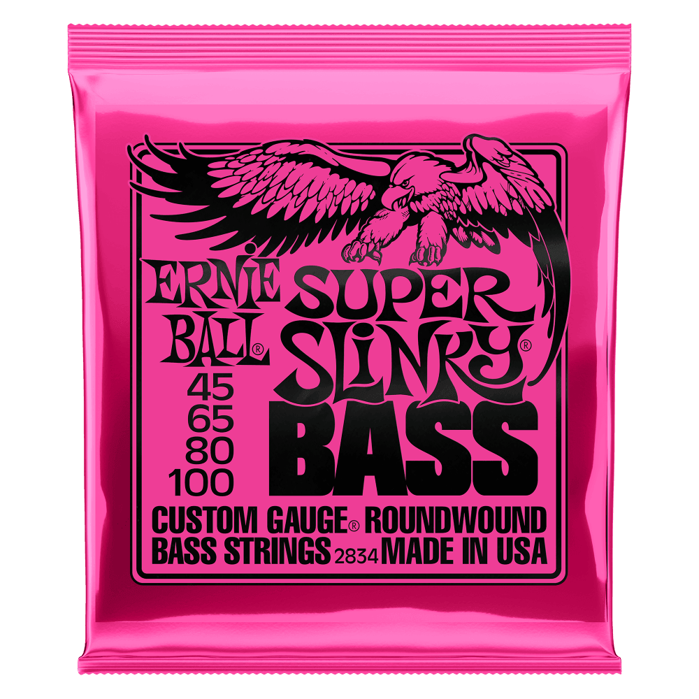 Ernie Ball Bass Guitar String Set, Nickel, Super Slinky .045-.100 - A Strings