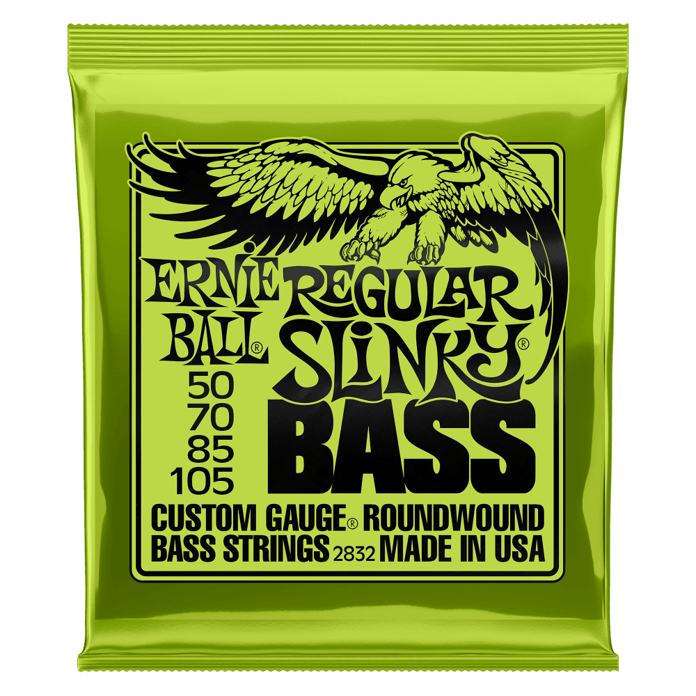 Ernie Ball Bass Guitar String Set, Nickel, Regular Slinky .050-.105 - A Strings
