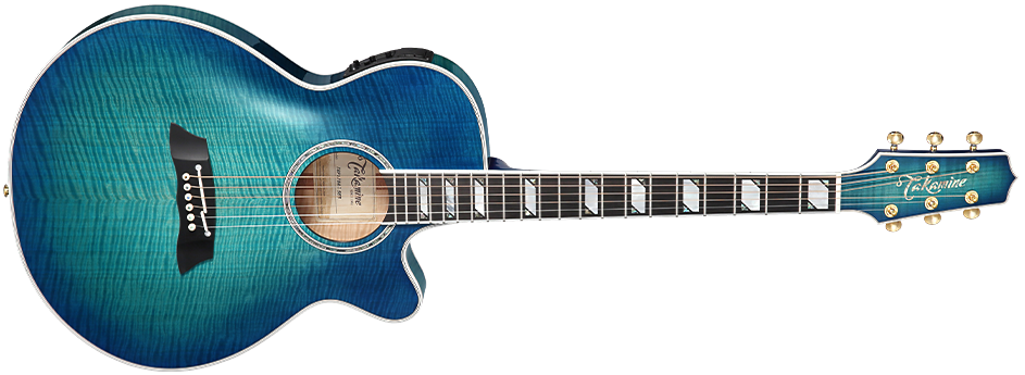 Takamine TSP178AC SBB Thinline FX arqueada de arce flameado, explosión azul