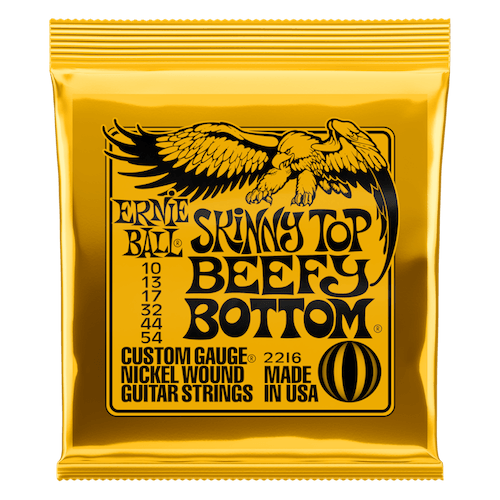 Ernie Ball Slinky Electric Guitar String Set, Skinny Top Beefy Bottom Slinky, .010-.054 - A Strings