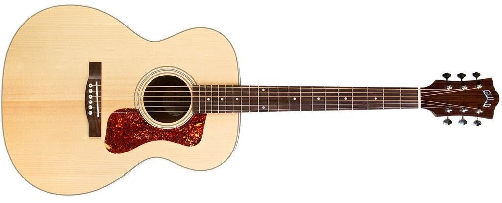 Guitarra electroacústica Guild OM-240E, tapa de abeto Sitka macizo, fondo de caoba, acabado satinado natural