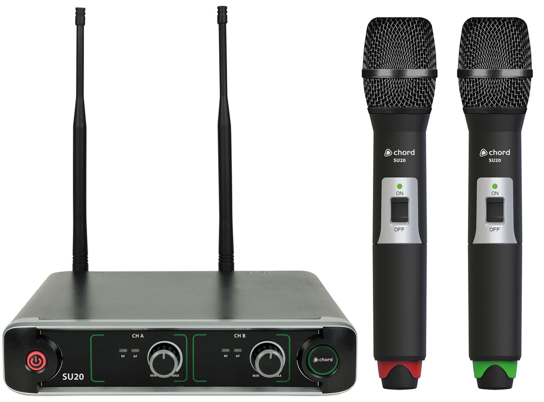 Micrófono de mano Chord SU20 Dual UHF rojo + verde