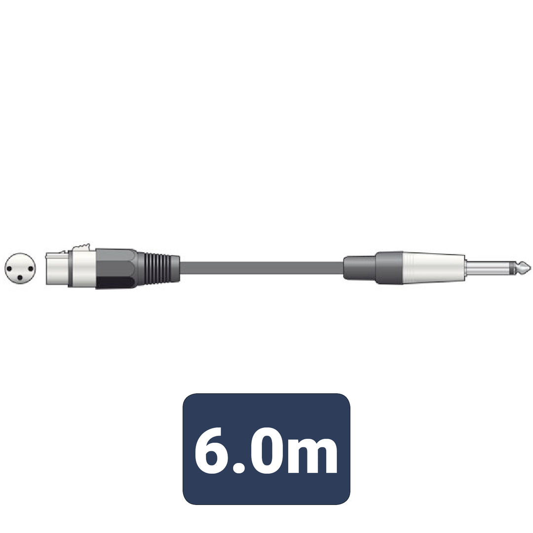 Cables de micrófono Chord Essential XLR hembra - conector jack mono de 6,3 mm, 6 m
