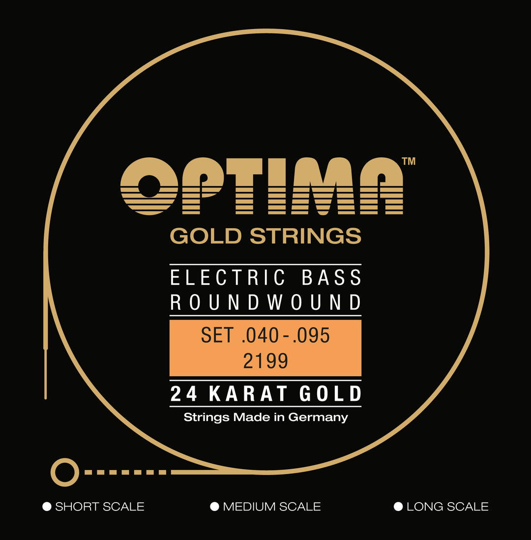 Optima Gold Roundwound Bass String Set, Medium Scale .040-.095