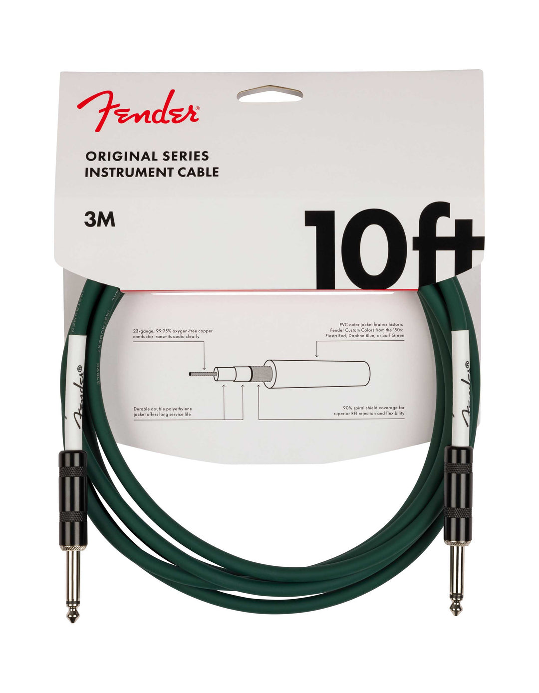 Fender Original Series 10ft Instrument Cable, Sherwood Green