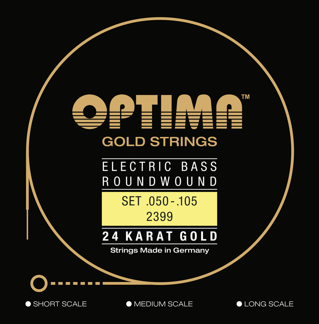 Optima Gold Roundwound Bass String Set, Medium Scale .050-.105