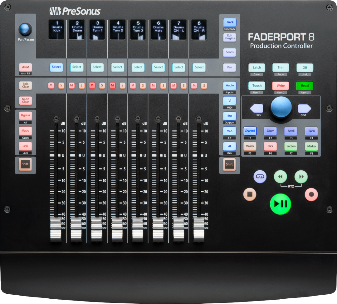 Controlador de producción PreSonus FaderPort 8, color negro