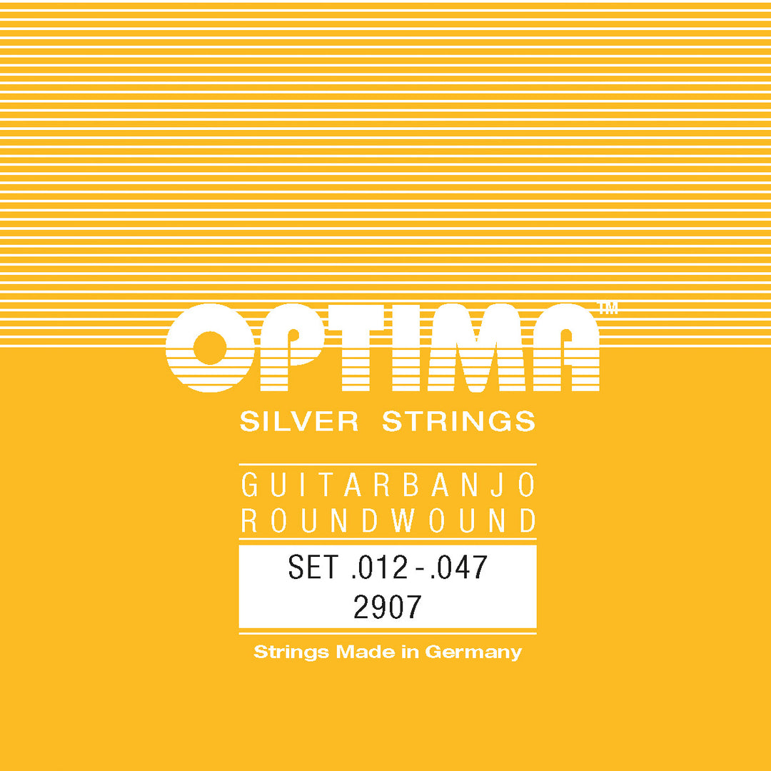 Optima 6-String Guitar Banjo String Set, Silver, Ball End, .012-.047