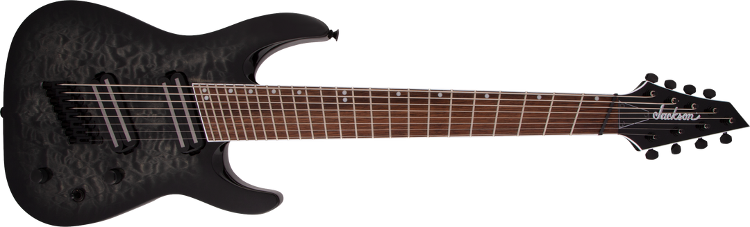 Jackson X Series Soloist Arch Top SLATX8Q MS, Laurel Fingerboard, Multi-Scale, Transparent Black Burst