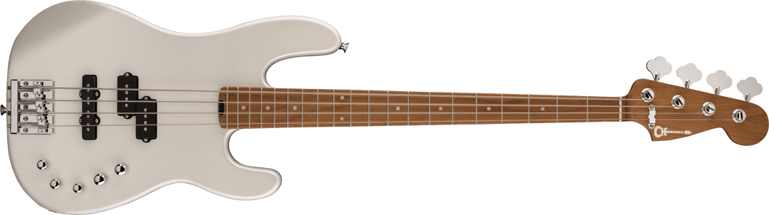 Charvel Pro-Mod San Dimas Bass PJ IV, Caramelized Maple Fingerboard, Platinum Pearl - A Strings