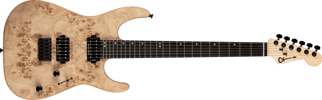 Charvel Pro-Mod DK24 HH HT E Mahogany with Poplar Burl, Ebony Fingerboard, Desert Sand - A Strings