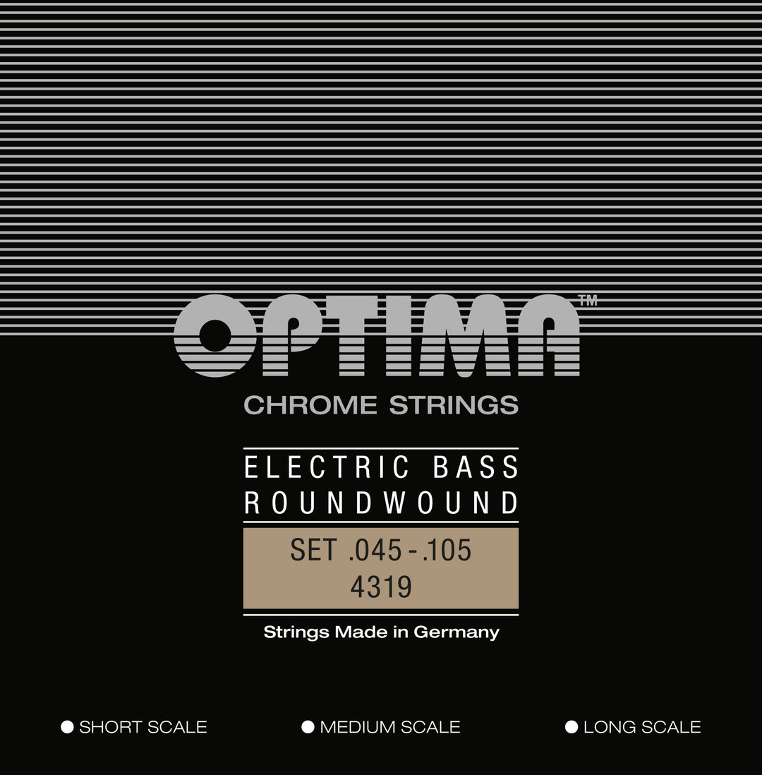 Optima Chrome Roundwound Bass String Set, Long Scale .045-.105