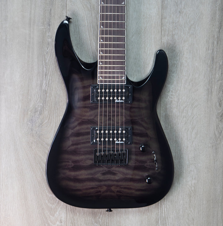 Jackson JS22Q-7 DKA Dinky Arch Top Hardtail, Transparent Black Burst, 7-String