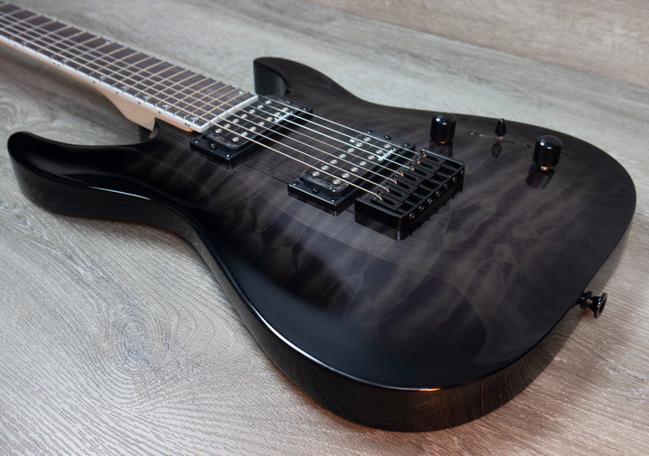 Jackson JS22Q-7 DKA Dinky Arch Top Hardtail, Transparent Black Burst, 7-String