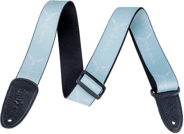 Gretsch Wing Logo Pattern Strap, Seafoam with White Logos