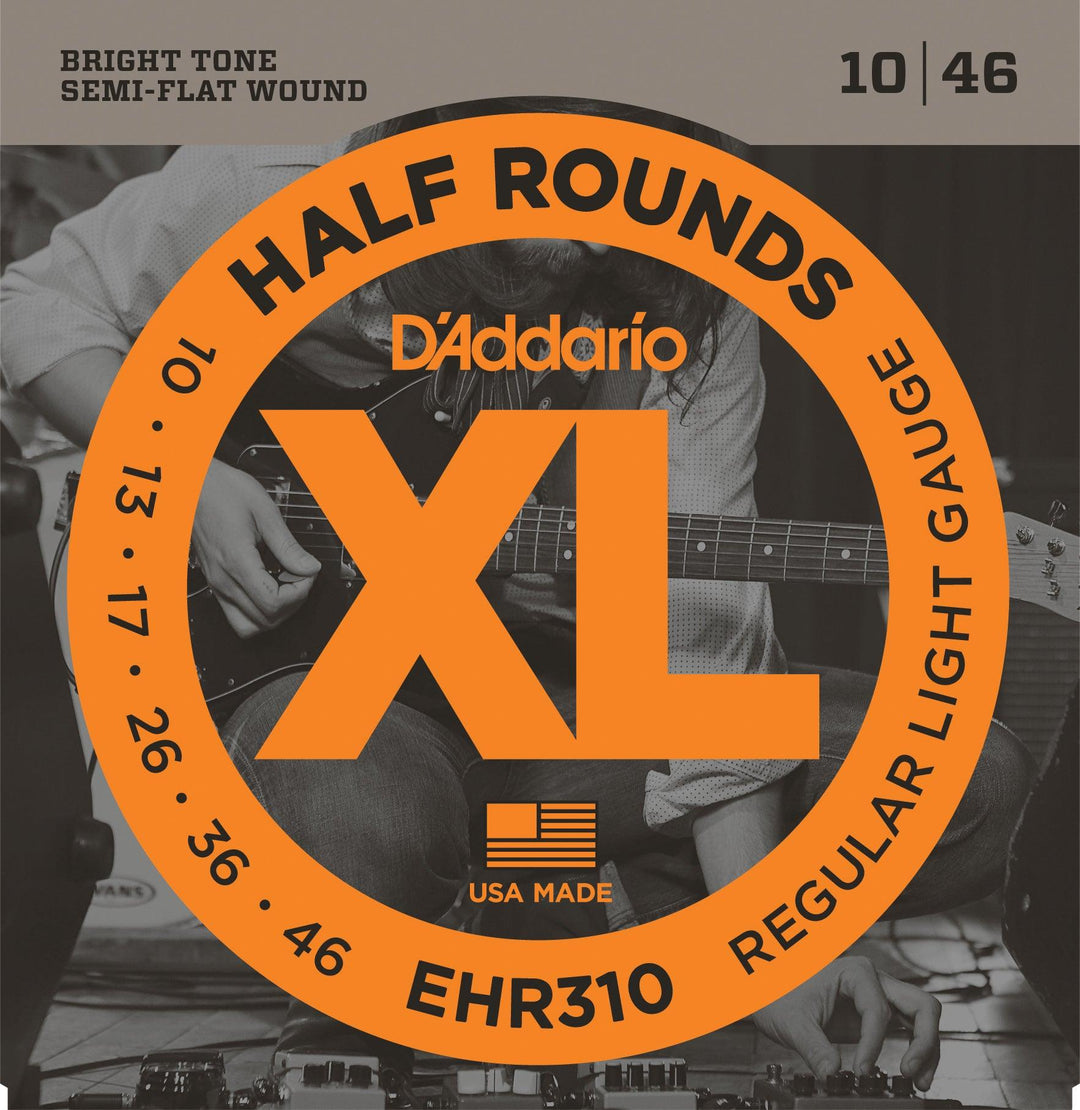 D'Addario XL Half Round Electric Guitar String Set, EHR310 Regular Light .010-.046 - A Strings
