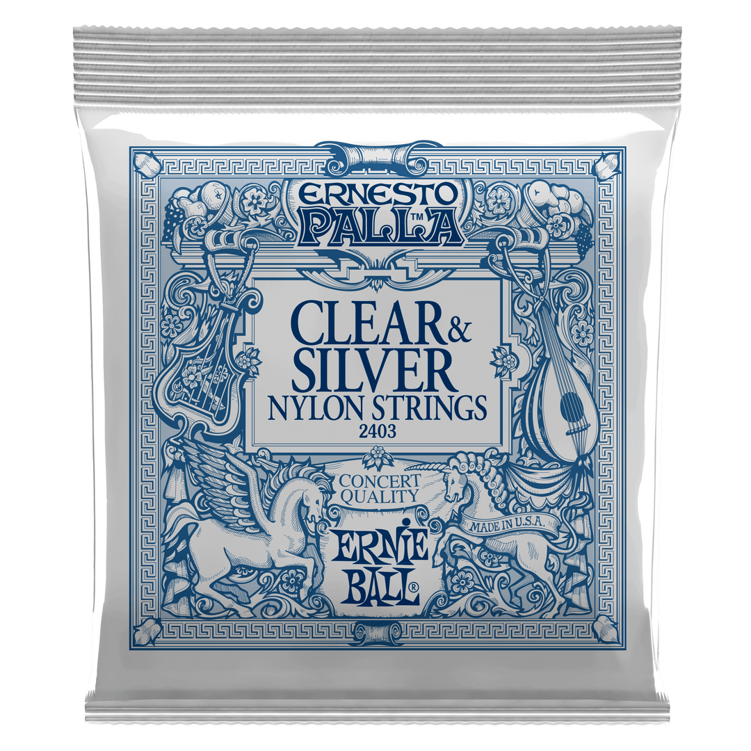 Ernie Ball Ernesto Palla Clear & Silver Nylon Classical Guitar Strings - A Strings