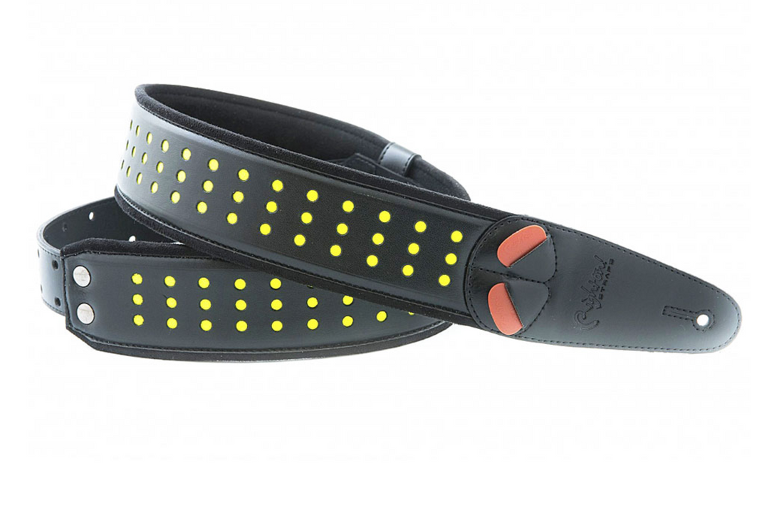 RightOn! Guitar Strap, Mojo Holes, Neon Yellow