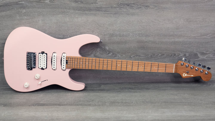 Charvel Pro-Mod DK24 HSS 2PT CM, diapasón de arce caramelizado, carcasa de color rosa satinado