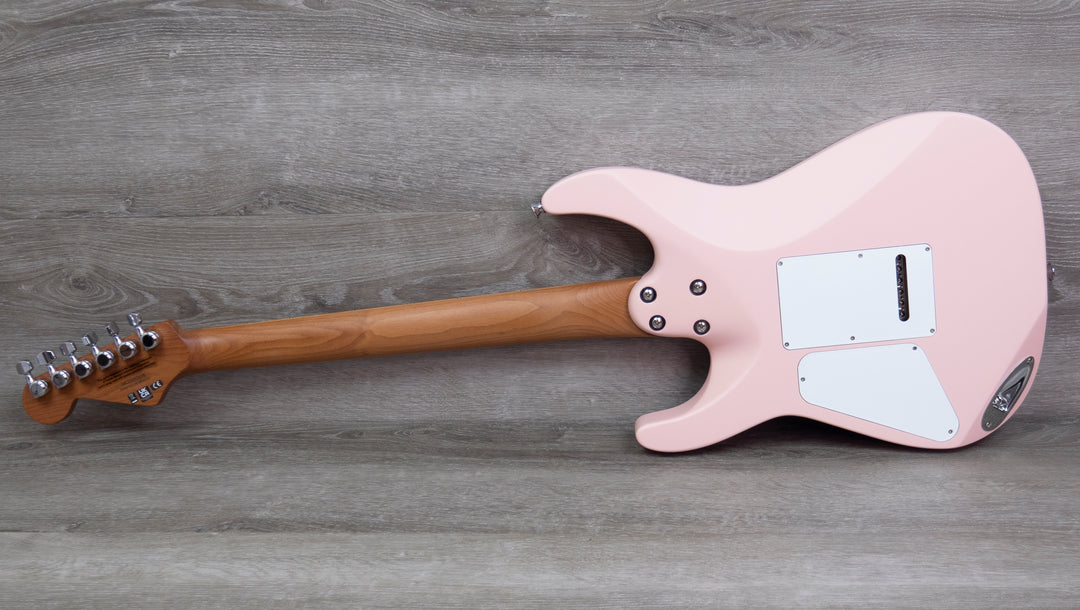 Charvel Pro-Mod DK24 HSS 2PT CM, touche en érable caramélisé, coque rose satinée