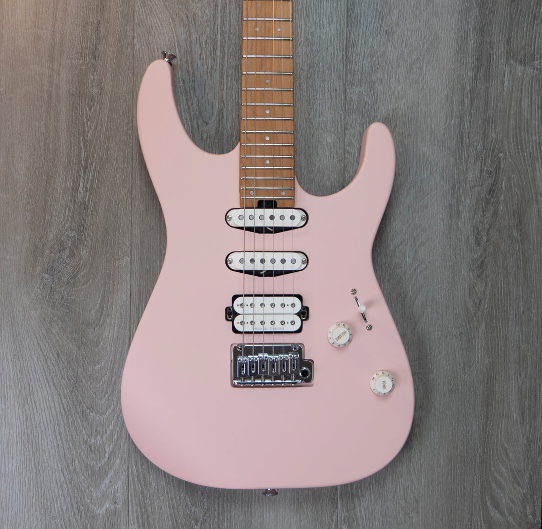 Charvel Pro-Mod DK24 HSS 2PT CM, touche en érable caramélisé, coque rose satinée