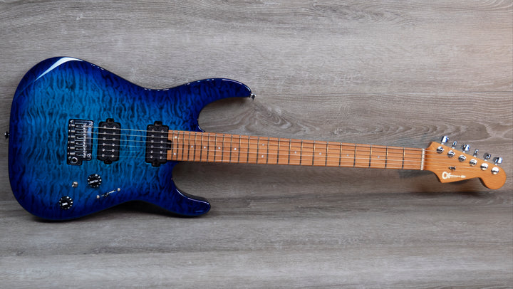 Charvel Pro-Mod DK24 HH 2PT CM, diapasón de arce caramelizado, ráfaga de cloro