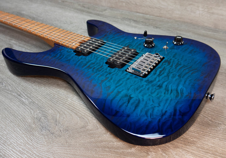 Charvel Pro-Mod DK24 HH 2PT CM, diapasón de arce caramelizado, ráfaga de cloro