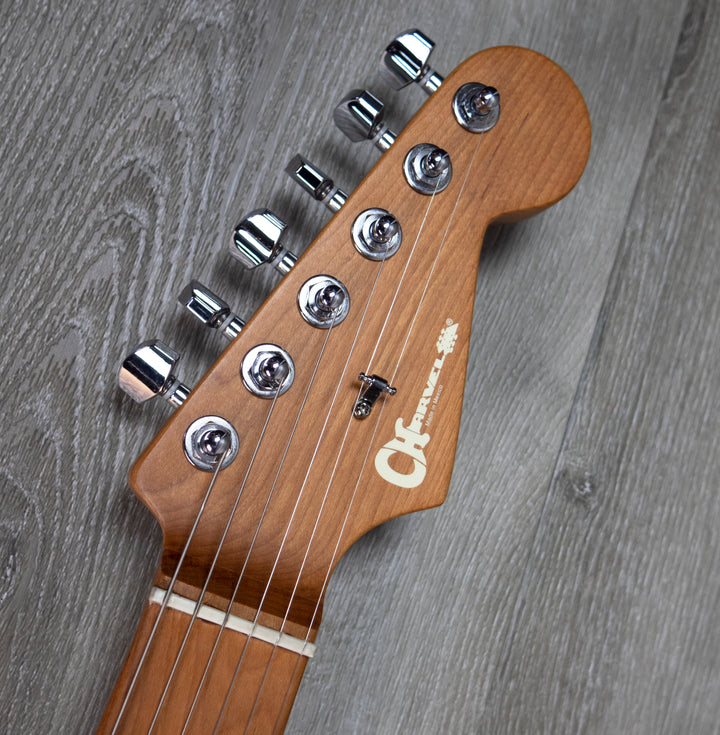 Charvel Pro-Mod DK24 HH 2PT CM, diapasón de arce caramelizado, ráfaga de cloro