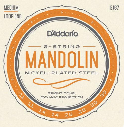 D'Addario Mandolin Strings, Nickel, EJ67 Loop End .011-.039 - A Strings