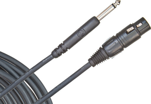 D'Addario Microphone Cable, Classic Series, XLR Female to Unbalanced Jack, 25ft