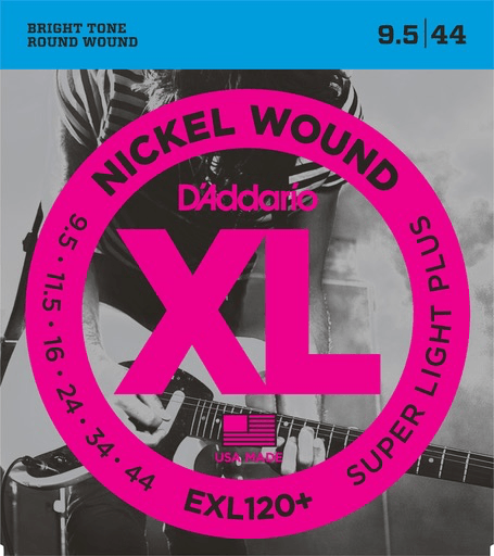 D'Addario XL Electric Guitar String Set, Nickel, EXL120+ Super Light Plus .0095-.044 - A Strings