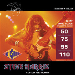 Jeu de cordes pour guitare basse Rotosound Steve Harris Signature, filet plat, .050-.110