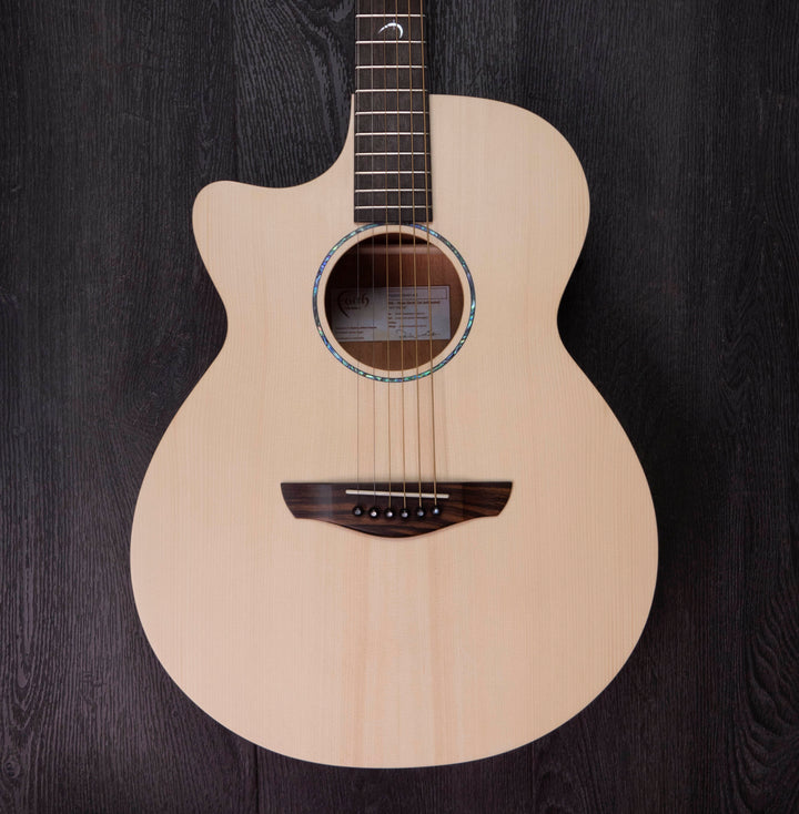 Faith Naked Venus Guitare électro-acoustique pour gaucher, entièrement en bois massif, table en épicéa d'Engelmann, dos en acajou d'Indonésie