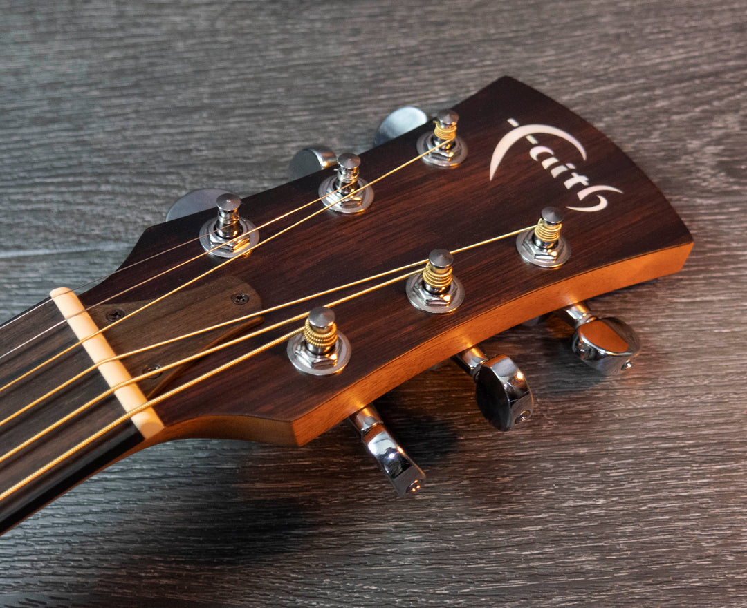 Faith Naked Venus Guitare électro-acoustique pour gaucher, entièrement en bois massif, table en épicéa d'Engelmann, dos en acajou d'Indonésie