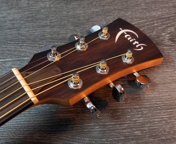 Faith Naked Venus Guitare électro-acoustique pour gaucher, entièrement en bois massif, table en épicéa d'Engelmann, dos en acajou d'Indonésie