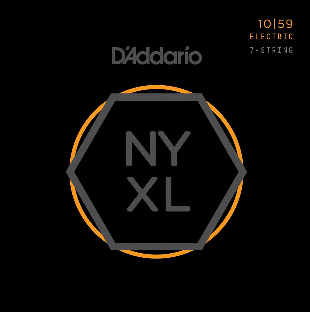 D'Addario NYXL 7-String Electric String Set, Nickel, Regular Light .010-.059 - A Strings