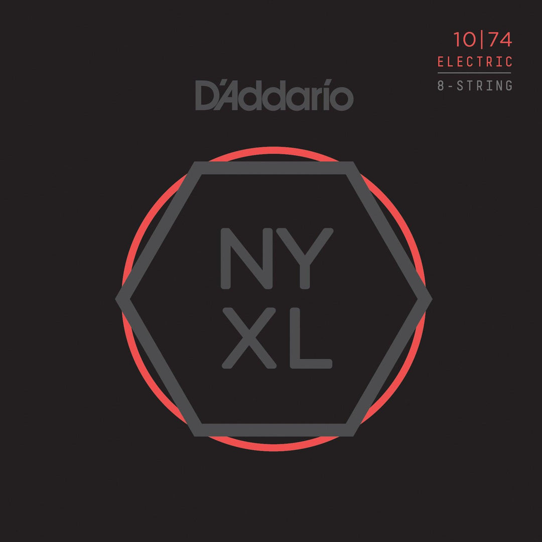 D'Addario NYXL 8-String Electric String Set, Nickel, Light Top/Heavy Bottom .010-.074 - A Strings