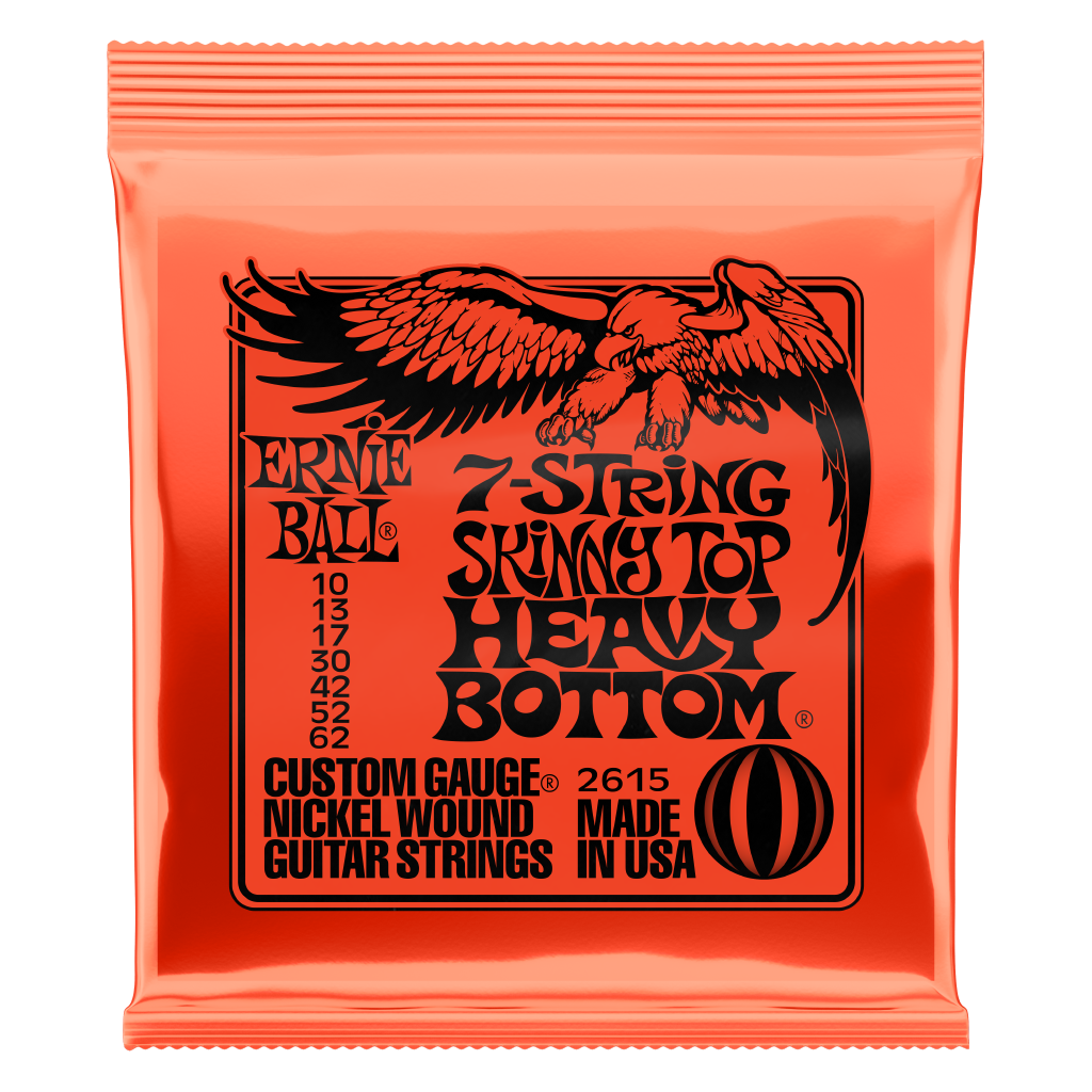 Ernie Ball 7-String Electric Guitar String Set, Nickel, Skinny Top Heavy Bottom .010-.062