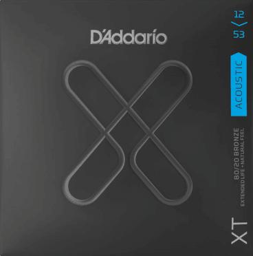 D'Addario XT Coated Acoustic String Set, 80/20 Bronze, Light .012-.053 - A Strings