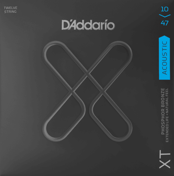 D'Addario XT Coated 12-String Acoustic String Set, Phosphor Bronze, .010-.047 - A Strings