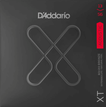 D'Addario XT Coated Acoustic String Set, 80/20 Bronze, 80/20 Bronze, Light Top/Medium .013-.056 - A Strings