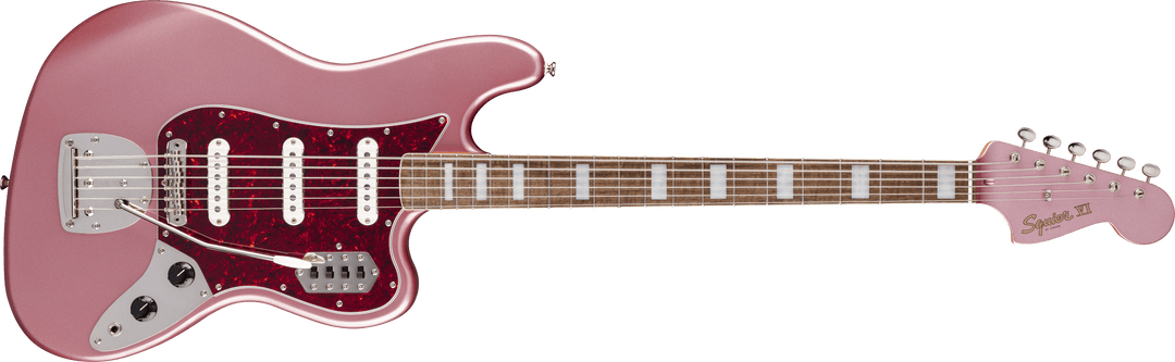 Squier Limited Edition Classic Vibe Bass VI, Laurel Fingerboard, Tortoishell Pickguard, Matching Headstock, Burgundy Mist