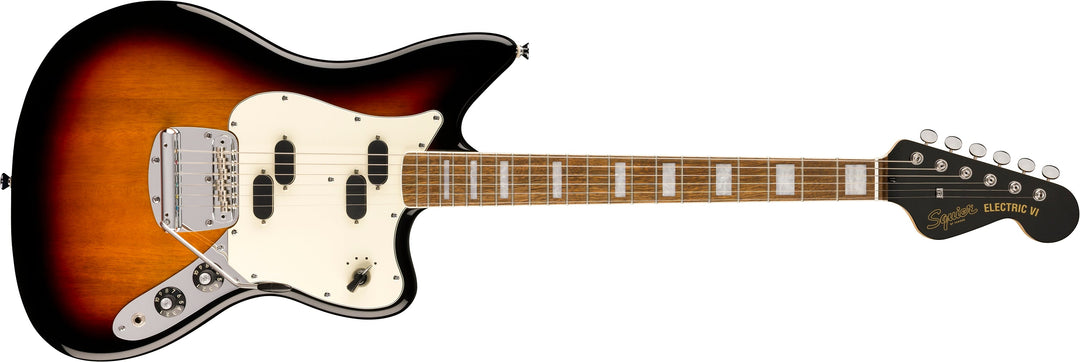 Squier Paranormal Electric VI, Laurel Fingerboard, Parchment Pickguard, 3-Colour Sunburst