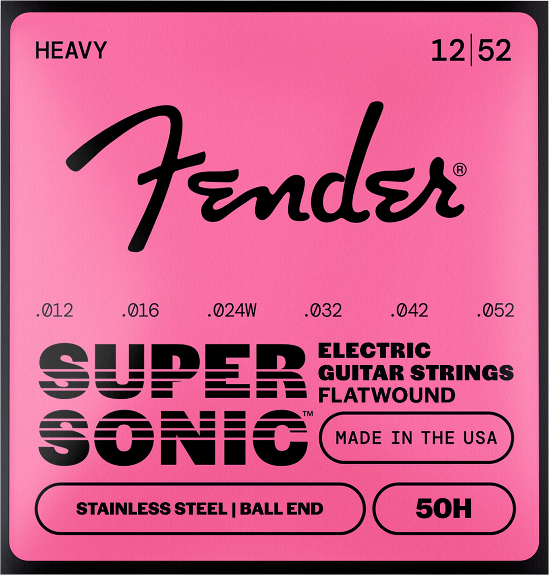 Fender SuperSonic 50H Guitar String Set, Flatwound Stainless Steel, Ball End, .012-.052