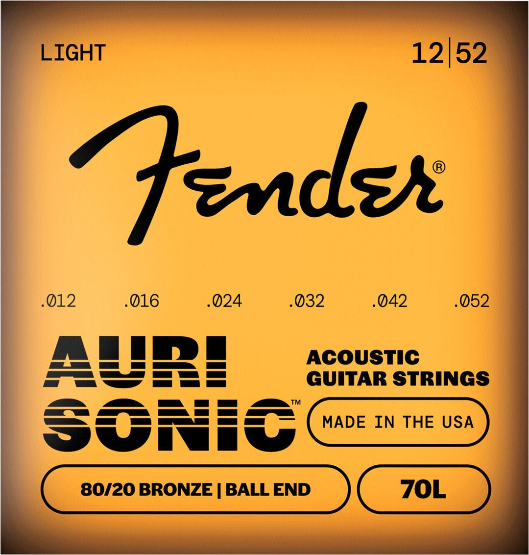 Fender AuriSonic 70L Acoustic Guitar Strings, 80/20 Bronze, Gauges .012-.052