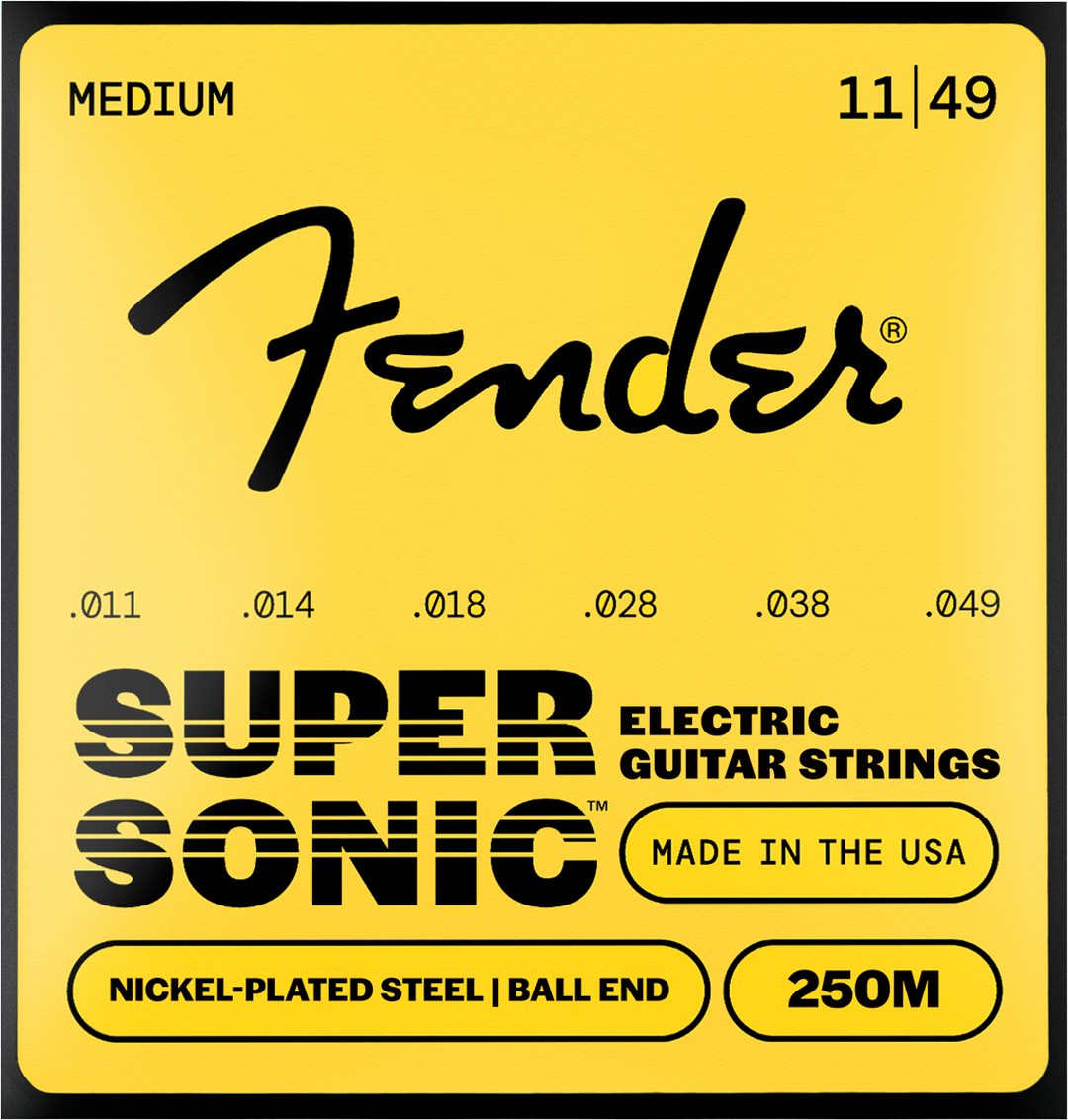 Cuerdas para guitarra eléctrica Fender 250M Super 250, acero niquelado, punta esférica, 0,011-0,049