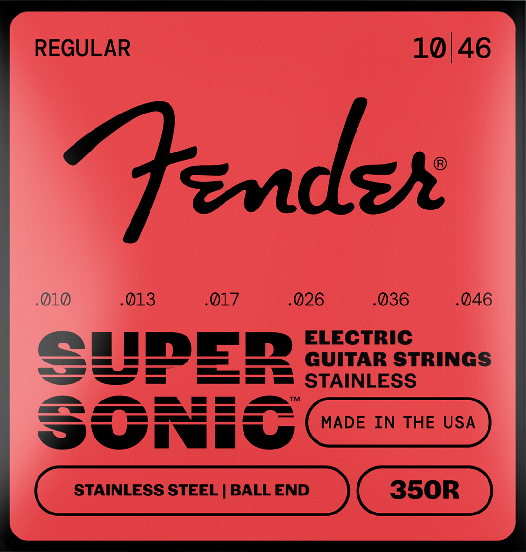 Juego de cuerdas eléctricas de acero inoxidable Fender 350R, 0,010-0,046